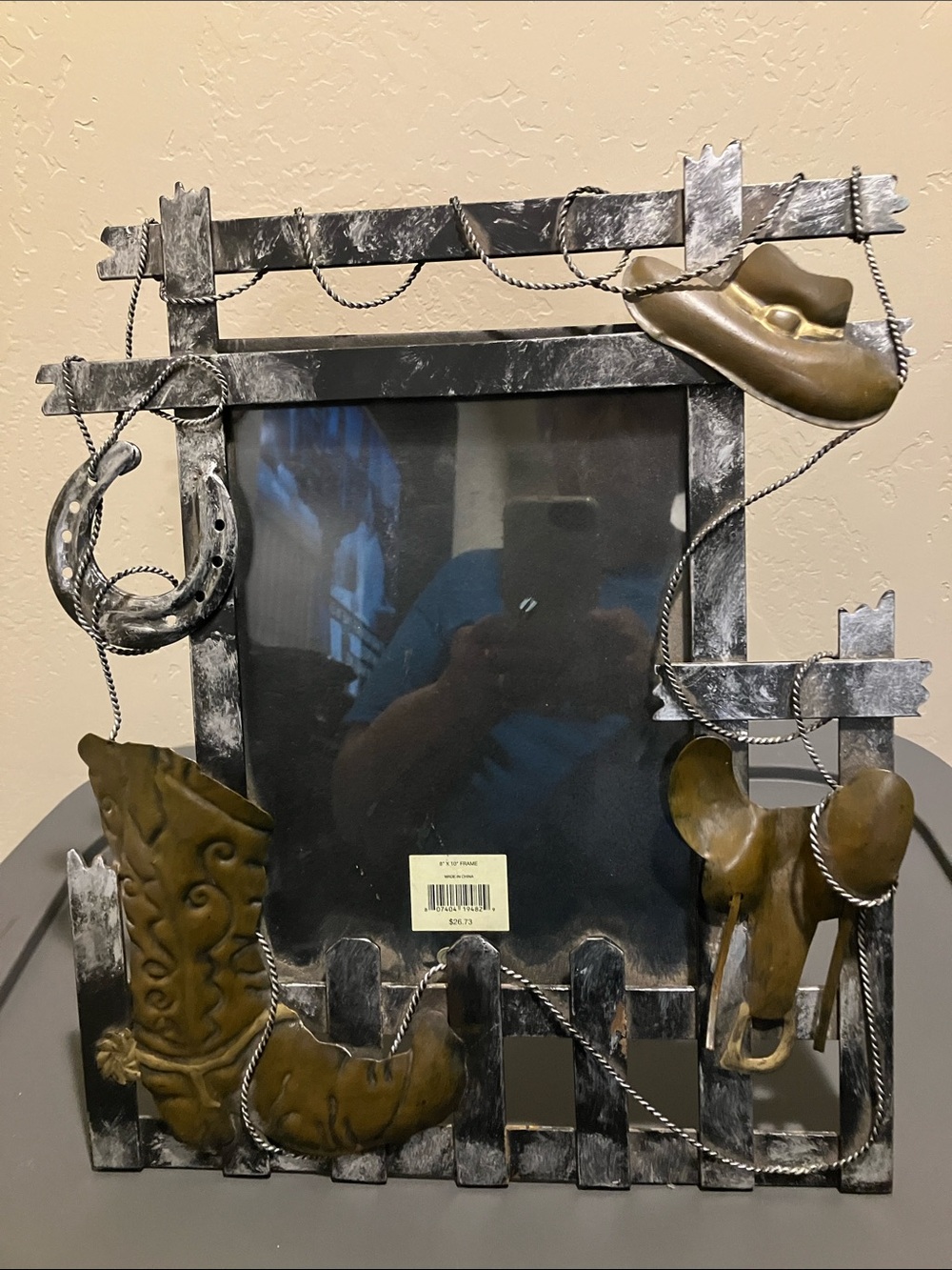 NWT Western Cowboy Boot & Hat Picture Frame - Brown and Black